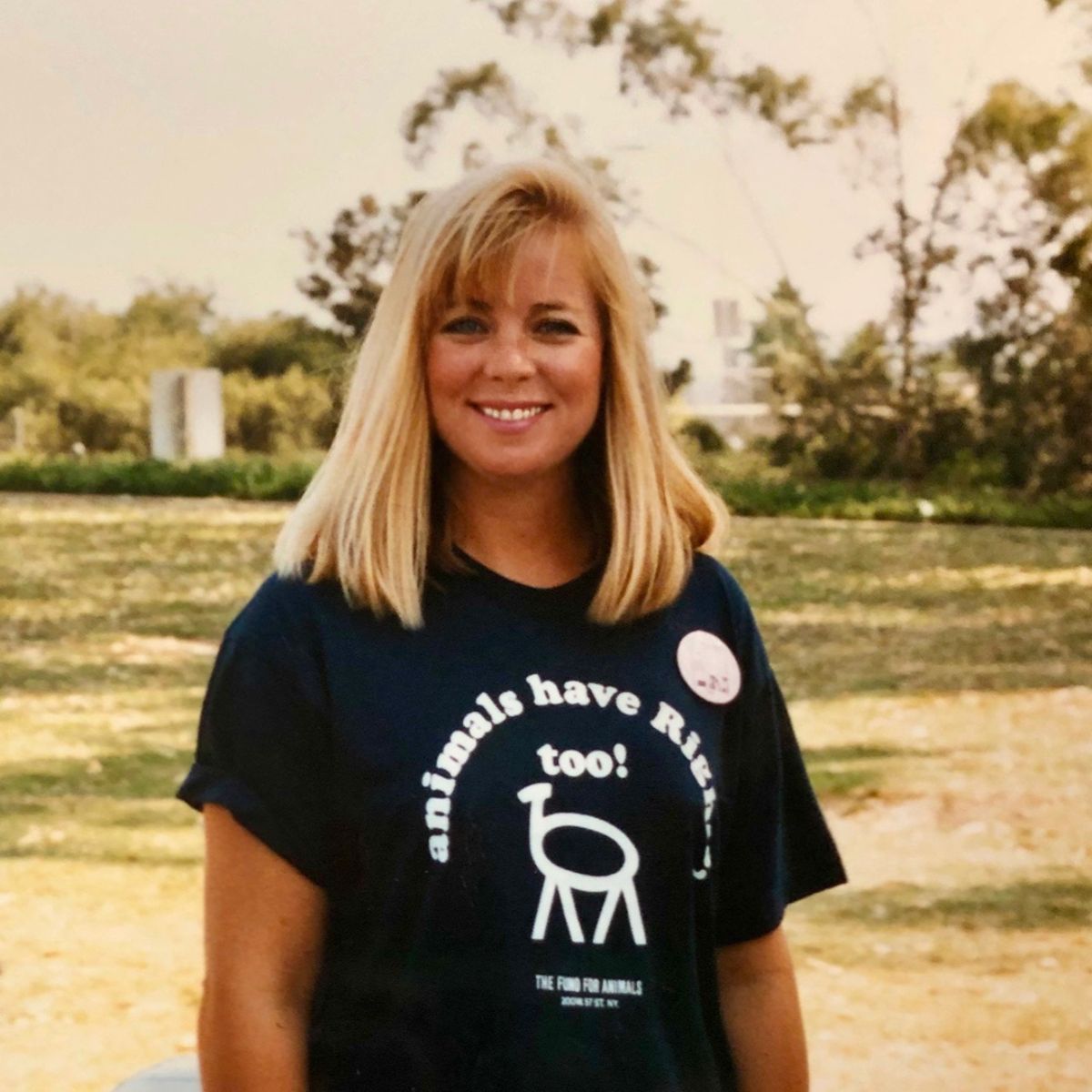 The vegan author and animal advocate Connie Edwards-McGaughy representing the Fund for Animals in the 1980's.