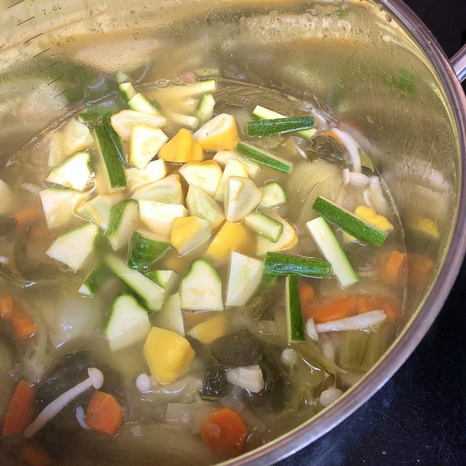 veggies in pot