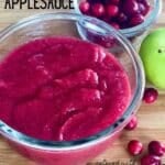 A dish filled with cranberry applesauce.