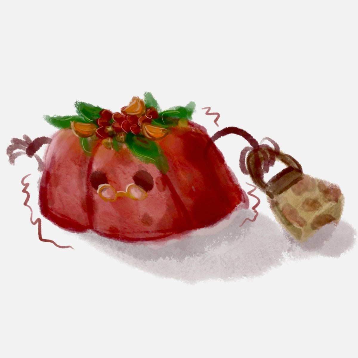 An comical illustration of a jello cranberry wobbler.