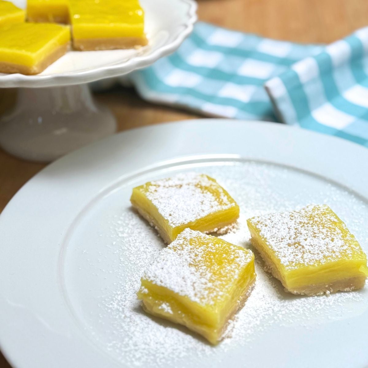 Vegan lemon bars on a plate.
